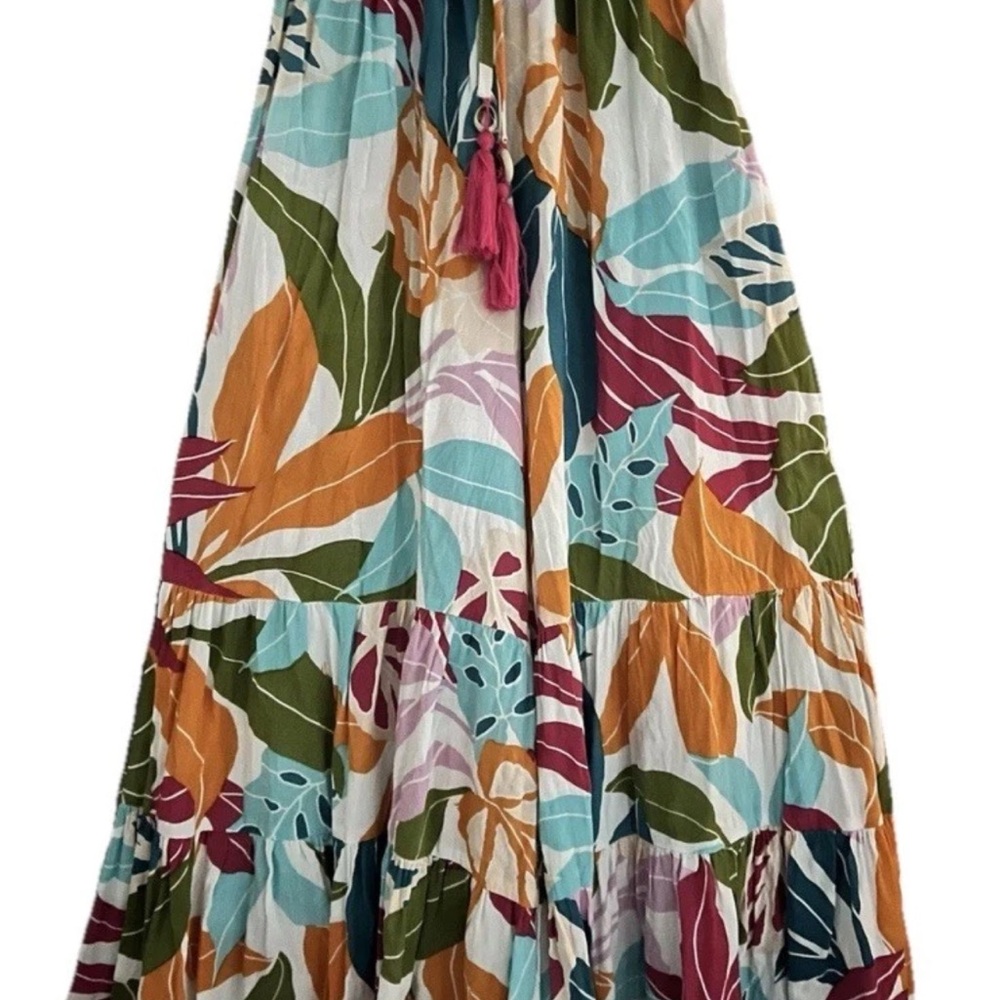 True Destinations XS Palazzo Pants Floral Tassels Island Beach Resort Wear
